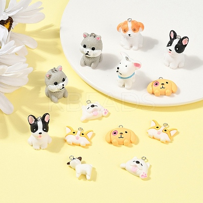 16Pcs 8 Styles Cartoon Opaque Resin Pendants RESI-YW0003-18-1
