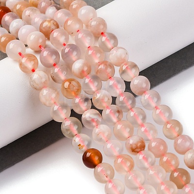 Natural Cherry Blossom Agate Beads Strands G-B130-6mm-02-1