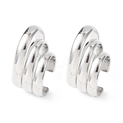 304 Stainless Steel Triple C-Shaped Cuff Earrings EJEW-K268-87P-1