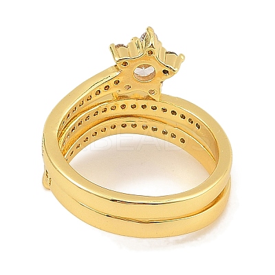 Rack Plating Brass Micro Pave Clear Cubic Zirconia Rings for Women RJEW-S392-06G-1