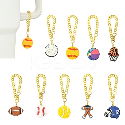 9Pcs 9 Styles Ball Game PVC Plastic Cup Charms HJEW-CJ0001-18-1