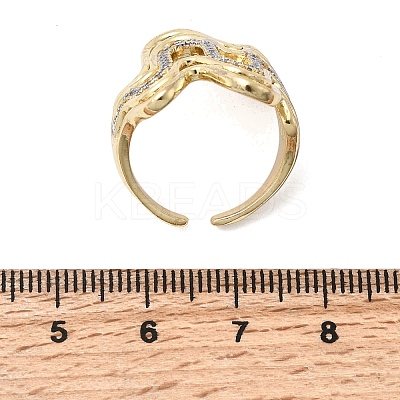 Brass Micro Pave Clear Cubic Zirconia Cuff Rings RJEW-H262-02G-1