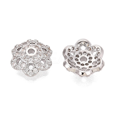 Brass Micro Pave Clear Cubic Zirconia Bead Caps KK-Q071-16P-02-1