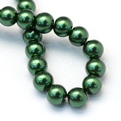 Baking Paint Pearlized Glass Pearl Round Bead Strands HY-Q330-8mm-75-1