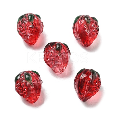 Transparent Glass Enamel Beads Strawberry LAMP-V001-05C-1