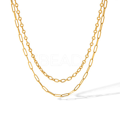 Stainless Steel Double Layer Necklaces for Women PW-WG2F46D-03-1