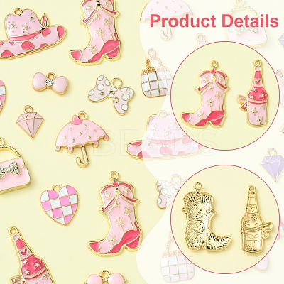 28Pcs 14 Styles Alloy Enamel Pendants ENAM-FS0002-25-1