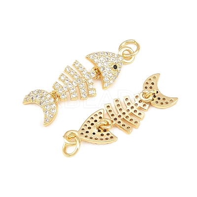 Brass Micro Pave Cubic Zirconia Pendants KK-C162-087A-G-1