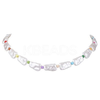 Plastic Imitation Pearl with Acrylic Beaded Necklaces for Women NJEW-JN04662-1