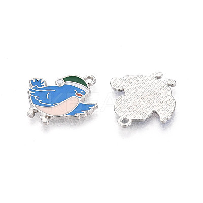 Rack Plating Alloy Enamel Bird Pendants ENAM-T024-80A-P-1