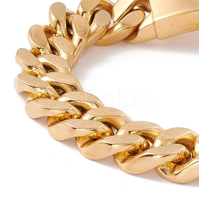 Ion Plating(IP) 304 Stainless Steel Curb Chains Bracelet for Women BJEW-E107-10G-1