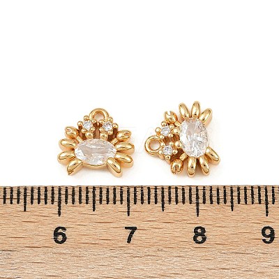 Ocean Theme Brass Micro Pave Cubic Zirconia Charms KK-F902-08K-G-1