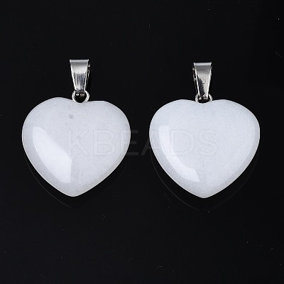 Heart Natural White Jade Pendants LS-X-G-Q438-01-1