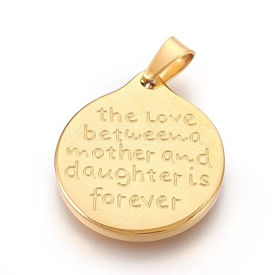 Mother' Day Theme 304 Stainless Steel Pendants X-STAS-F185-06G-1