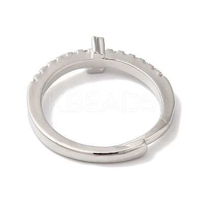 Rack Plating Brass Clear Cubic Zirconia Number 1 Adjustable Rings for Women RJEW-S407-09P-01-1