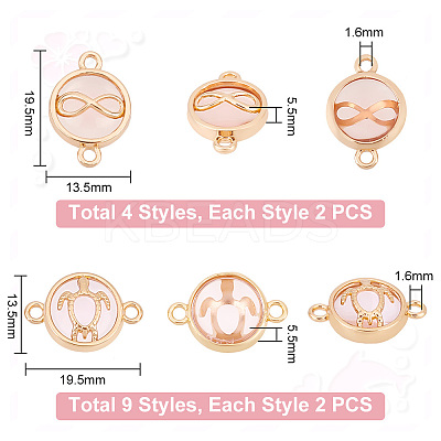 26pcs 13 styles Glass Connector Charms GLAA-PH0002-86-1