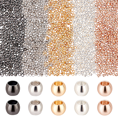 1000Pcs 5 Colors Rack Plating Brass Beads KK-PH0005-33A-1