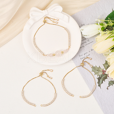 3Pcs Brass Pave Clear Cubic Zirconia Square Slider Bracelet Making BJEW-BBC0001-18-1