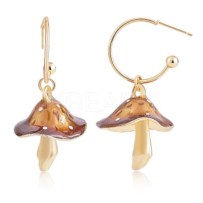 Enamel Mushroom Dangle Stud Earrings JE987E-1