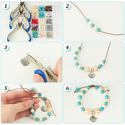 DIY Synthetic Turquoise Bracelet Necklace Making Kit DIY-PH0022-47-1