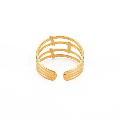 Ion Plating(IP) 304 Stainless Steel 4 Line Open Cuff Ring for Women RJEW-S405-158G-1
