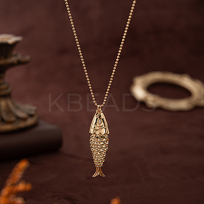 Lucky Fish Brass Micro Pave Clear Cubic Zirconia Pendant Necklaces FS-WG3FDBB-01-1