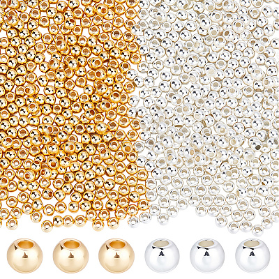 800Pcs 2 Colors Rack Plating Brass Beads KK-BBC0023-18-1