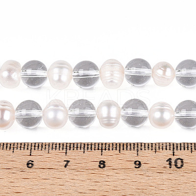 Transparent Glass Beads Strands PEAR-N019-06-1