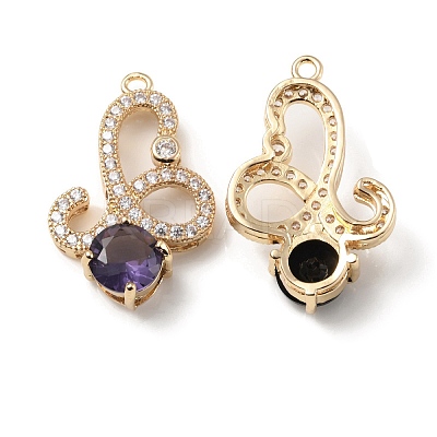 Brass with K9 Glass & Rhinestone Pendants KK-C024-64KCG-1