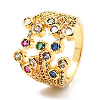 Brass Micro Pave Cubic Zirconia Finger Rings RJEW-F116-09B-G-1