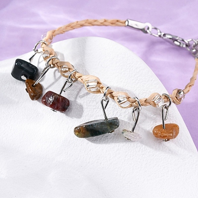 12Pcs 12 Colors Natural & Synthetic Gemstone Chip Charm Bracelets for Men Women BJEW-G743-03-1