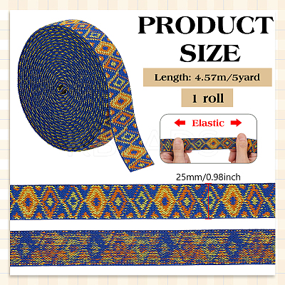 Rhombus Pattern Ethnic Style Polyester Ribbons OCOR-BC0009-21A-1