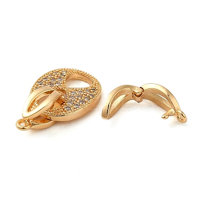 Brass Micro Pave Clear Cubic Zirconia Fold Over Clasps KK-M270-07G-1
