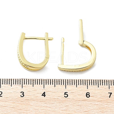 U-Shaped Brass Micro Pave Clear Cubic Zirconia Hoop Earrings EJEW-D311-024G-1