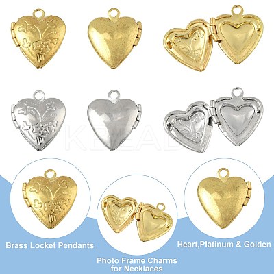 20Pcs 2 Colors Brass Locket Pendants KK-FS0001-88-1