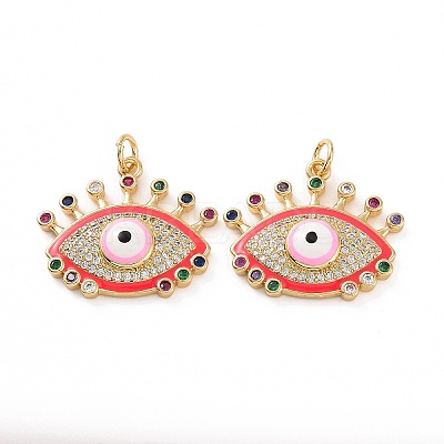 Brass Micro Pave Colorful Cubic Zirconia Pendants KK-E068-VF018-1