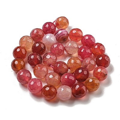 Faceted Natural Dragon Veins Agate Beads Strands G-F447-12mm-P08-1