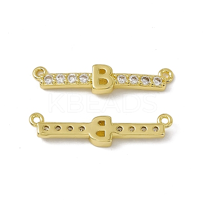 Rack Plating Brass Micro Pave Clear Cubic Zirconia Connector Charms KK-C007-37G-B-1