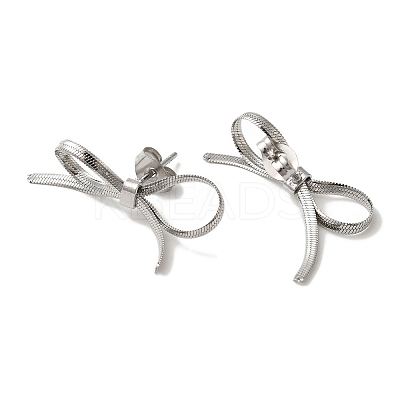 Non-Tarnish 304 Stainless Steel Bowknot Stud Earrings EJEW-H007-04P-1