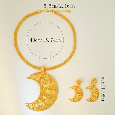 Brass Hollow Moon Pendant Necklaces & Earring Sets FS-WGD9A46-01-1
