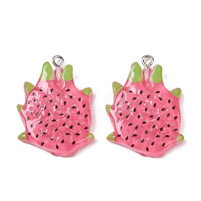 Fruit Theme Spray Painted Opaque Resin Pendants RESI-F061-02-1