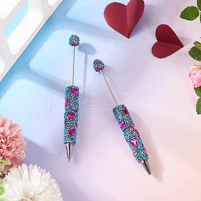 2Pcs Polymer Clay Rhinestones Ball-Point Pen OFST-TA0001-03E-1