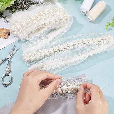 Fabric with Plastic Beads Ribbon OCOR-FG0001-29-1