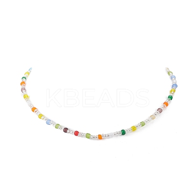 Glass Seed Beaded Necklace for Women NJEW-JN04276-1