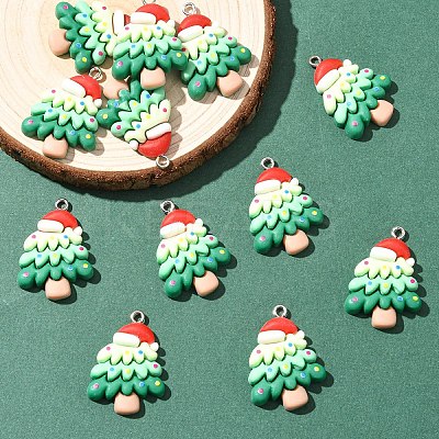 12Pcs Christmas Opaque Resin Pendants RESI-YW0004-83-1