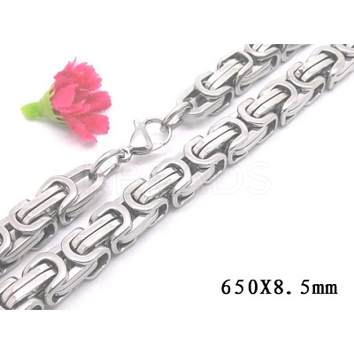 Non-Tarnish 201 Stainless Steel Byzantine Chain Necklaces LS-NJEW-V0292-05-1