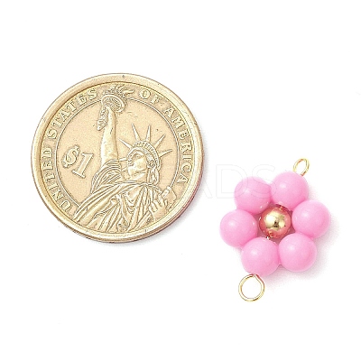 Acrylic Round Beaded Flower Connector Charms PALLOY-JF03846-01-1