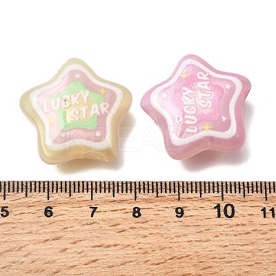 Transparent Printed Acrylic European Beads OACR-P033-05-1