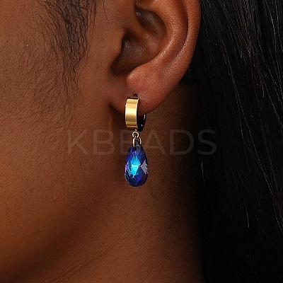 Cubic Zirconia Teardrop Dangle Hoop Earrings LS-HL3316-1-1