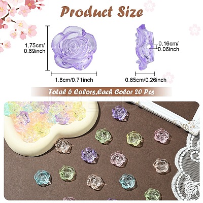 120Pcs 6 colors Transparent Acrylic Beads OACR-YW0002-33-1